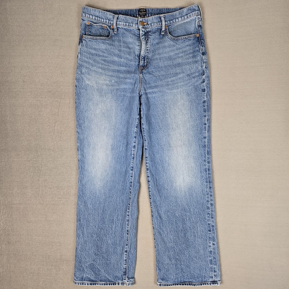 J Crew Jeans Womens 32 Blue Full Length Wide Leg High Rise Denim Pants Casual